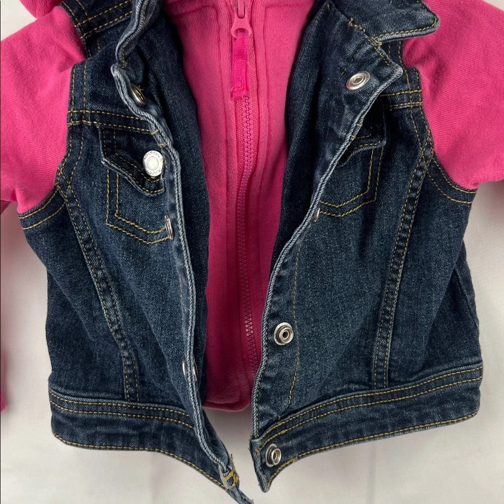 Arizona Jean Company - Girls Jean Jacket Jersey Hoodie - Size 24 months - Pink